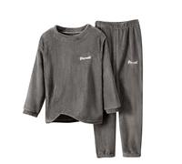 Ensemble de flanelle polaire pour adolescents et tout-petits garçons filles - Tenue 2 pièces en coton avec chemise à boutons à manches longues et pantalon confortable pour les enfants, gris, 18-24