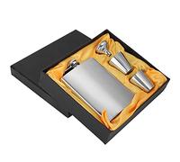 Ensemble de flasques à liqueur en acier inoxydable avec entonnoir et deux tasses à vin Flacon de voyage portable de qualité supérieure pour les fêtes de camping en plein air (Pichet brossé 7 oz + 1