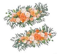 Ensemble de fleurs d'arche de mariage en soie pour événements en plein air de style occidental avec roses artificielles légères et pour décoration de lieux (orange)