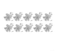 Ensemble de fleurs de vacances en plastique 18 cm blanc rouge or (argent)