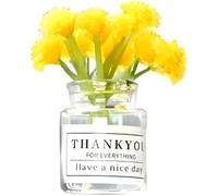 Ensemble de fleurs miniatures dans un vase à l'échelle 1:6 pour décoration de maison de poupée, petits arrangements floraux réalistes pour quais de trains, jardins féériques et micro paysages (B-1)