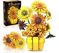 Ensemble de Fleurs pour Adultes Collection Botanique d'Art d'Œuvres d'Art de Van Gogh Blocs de Construction Kit de 1009 pièces