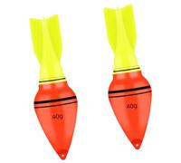Ensemble de flotteurs de pêche en forme de poire pour la pêche de nuit, 2 flotteurs avec ailerons lumineux visibles pour une utilisation sur le rivage, matériel de pêche en soirée, flotteur à queue