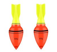Ensemble de flotteurs de pêche en forme de poire pour la pêche de nuit, 2 flotteurs avec ailerons lumineux visibles pour une utilisation sur le rivage, matériel de pêche en soirée, flotteur à queue