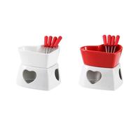 Ensemble de fondue au chocolat en céramique, set de 320ml en porcelaine en forme de cœur pour fêtes, soirées cosy, cadeaux parfaits-A+C-2PCS