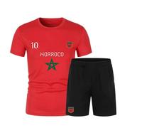 Ensemble De Foot Short Et Maillot Maroc Homme (Taille M,Couleur Rouge)