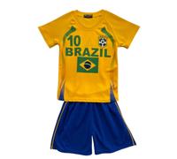Ensemble De Football Enfant Maillot Et Short - Inspiré Du Bresil - Jaune