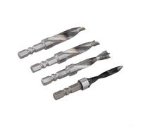 Ensemble de forets à bois à tige hexagonale à trois points, 6,5/8/9/10 mm, pour contreplaqué, plastique, métal, lame en carbure, acier 45#, convient pour perceuse d'établi à main rechargeable