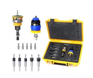 Ensemble de forets coniques à butée de profondeur réglable avec étui de rangement portable, en acier au carbure, coupe-trou pilote pour le travail du bois, outils de rénovation d'appareils de