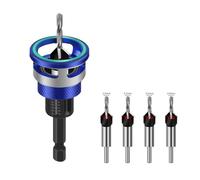 Ensemble de forets coniques avec collier d'arrêt de profondeur réglable, tige hexagonale de 6,35 mm, 4 forets coniques HSS M2 et une clé, 82 ° pour le travail du bois, contreplaqué, MDF et projet de