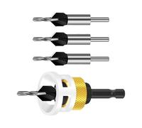 Ensemble de forets coniques pour le travail du bois - Mèche réglable en profondeur - Forets d'arrêt à vis ouvertes à quatre cannelures