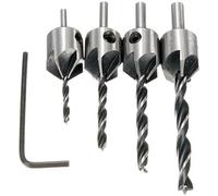 Ensemble de forets, ensemble de forets au cobalt, 4 pièces bois fraise foret ensemble 5 flûte foret menuiserie alésoir chanfrein fin fraisage bois outil 3mm 4mm 5mm 6mm