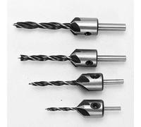 Ensemble de forets, ensemble de forets au cobalt, Foret 4 pièces 3mm-6mm bois fraise foret ensemble HCS 5 flûte foret menuiserie alésoir chanfrein fin fraisage bois outil