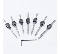 Ensemble de forets, ensemble de forets au cobalt, Foret 7 pièces ensemble HSS bois fraise foret ensemble 1/4 changement rapide tige hexagonale vis menuiserie alésoir chanfrein moulin