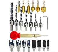 Ensemble de forets étagés à tige hexagonale revêtue de titane de 3 mm à 32 mm avec fraise conique et butée à bois, kit de perçage pour bois, aluminium, PVC