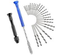 Ensemble de forets manuels avec 27 mini forets hélicoïdaux, étau à broche à changement rapide, outils de précision pour métal, plastique, menuiserie avec boîte de rangement
