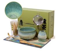 Ensemble de fouet à matcha avec bol en céramique - Fouet en bambou (Chasen), cuillère, tamis et support - Kit complet pour thé matcha traditionnel - Cadeaux uniques pour femmes, hommes, amateurs de