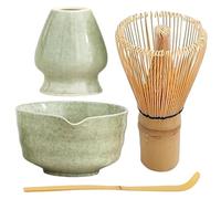 Ensemble de fouet à matcha en céramique réutilisable, kit élégant comprenant un bol avec bec verseur, un support, une cuillère en bambou et une cuillère en bambou pour les amateurs de thé