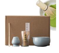 Ensemble de fouet - Kit 4 pièces, fabricant de poudre, fouet en bambou et support | Accessoires pour profiter du thé seul ou partager avec des amis Famille traditionnelle Japonais