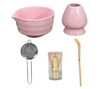 Ensemble de fouet Matcha, kit Matcha 5pcs incluent un bol, un fouet et porte-greffe, scoop de bambou, tamis, une cérémonie thé parfaite pour le thé, amateur, kit