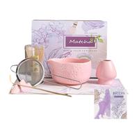 Ensemble de fouets à matcha 7 pièces, Ensemble matcha rose, Ensemble de thé matcha pour faire du latte, Kit matcha japonais avec chasen traditionnel pour cérémonie du thé authentique (Rose, 7PCS)