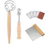 Ensemble de fouets à pâte danois, grand mélangeur à pain à double œil, avec 4 lames interchangeables pour gâteaux et pâtisseries (8 pièces)