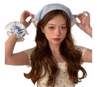 Ensemble de foulard à carreaux pour femme et fille - Bandanas décoratifs ethniques - Pour cheveux ruraux - Taille S
