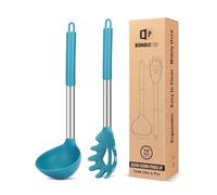 Ensemble de fourchette à pâtes et louche en silicone, grands ustensiles de cuisine antiadhésifs pour cuisine, mélanger, servir des spaghettis, soupe, sauce