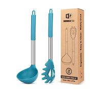 Ensemble de fourchette à pâtes et louche en silicone, grands ustensiles de cuisine antiadhésifs pour cuisine, mélanger, servir des spaghettis, soupe, sauce