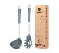 Ensemble de fourchette à pâtes et louche en silicone, grands ustensiles de cuisine antiadhésifs pour cuisine, mélanger, servir des spaghettis, soupe, sauce