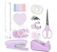 Ensemble de fournitures scolaires de bureau avec agrafeuse, ruban adhésif, dissolvant, ciseaux, coupe-ruban adhésif pour étudiant, agrafeuse en métal avec dissolvant