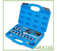 Ensemble de fraisage d'injecteur 17 pièces, Kit d'outils de démontage de nettoyage d'alésoir en acier au carbone avec étui robuste