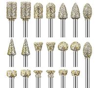 Ensemble de Fraise Diamantées, 20 PCS Mèche Meulage Diamant Tige 1/8", Kit de Dremel Fraises Rotatives pour Sculpture, Bricolage, Meulage, Polissage et Gravure