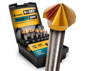 Ensemble de fraises coniques 6 pièces 6,3-20,5 mm HSS TiN/DIN 335C / Amboss Werkzeuge Fraise conique pour fer, acier, métal, métal non ferreux, bois, plastique/Fraise conique professionnelle pour