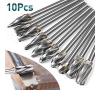Ensemble de fraises rotatives en carbure de tungstène pour Dremel, 10 fraises à double coupe en carbure avec tige de 1/8" pour outils rotatifs. 10pcs