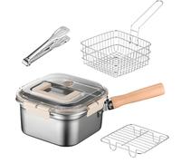 Ensemble de friteuse multifonction | Friteuse portable avec support de récupération d'huile | Ustensiles de cuisine adaptés à la cuisine en plein air, barbecue, pique-nique, camping
