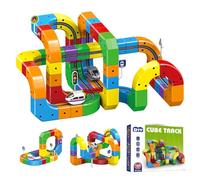 Ensemble de Fusion de Voie ferrée, configurations 3D intégrées défiant la gravité et Voiture motorisée, Ensemble de Train électrique, Piste de Course Flexible, pour Enfants garçons Filles, Ann 123pcs