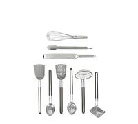 Ensemble de gadgets de cuisine for préparation et service en acier inoxydable - Passoire/louche/cuillère/tourneur/fouet/râpe/pinces, passe au lave-vaisselle et durable for la cuisine quotidienne