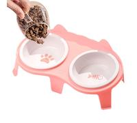 Ensemble de gamelles d'eau et de nourriture en céramique pour chats et chiens avec support surélevé incliné, construction en céramique durable qui soutient un angle d'alimentation confortable