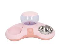 Ensemble de gamelles Doubles pour Chat, gamelles de Nourriture et d'eau pour Animaux domestiques, gamelles surélevées et inclinées avec Distributeur d'eau Automatique de 1,4 L, (Rose)