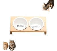 Ensemble de gamelles pour chat avec support surélevé en bambou, design double ou trois gamelles, divisées et faciles à nettoyer, gamelle surélevée pour chats et chiens, facile à utiliser à l'intérieur