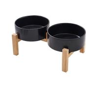 Ensemble de gamelles surélevées en céramique avec support en bois pour nourriture, eau, double solution d'alimentation avec grande capacité pour chats et chiens