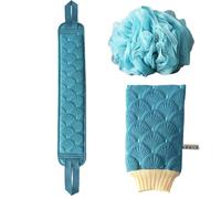 Ensemble de gants de bain pour nettoyer le dos, lot de gants de bain, nettoyage du dos 3X | Appareil de bain pour nettoyage en profondeur de la peau, ensemble de gommage corporel