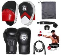 Ensemble de gants de boxe et pattes d'ours avec sac de transport en maille + corde à sauter et balle réflexe