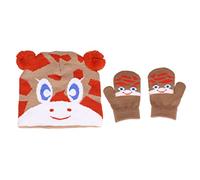 Ensemble de Gants de Chapeau de Bébé, Gants de Chapeau Tricotés de Modèles D'Animaux de Bande Dessinée, Mitaines Chaudes D'Hiver de Chapeau D'Enfants, Chapeau Tricoté D'Enfants(22cm-Kaki)
