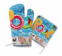Ensemble de gants de cuisine et de maniques pour cuisine, piscine, cuisine, gants de four résistants à la chaleur, surface antidérapante, gants de natation, tongs pour la cuisine, la pâtisserie, le