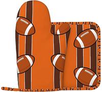 Ensemble de Gants de Four et maniques de Rugby à Quatre Rayures, Gants de Cuisine antidérapants lavables et résistants à la Chaleur