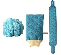 Ensemble de gants de toilette, brosse à dos pour ensemble de douche | 3 x nettoyant pour le dos | Lingette exfoliante pour le dos de bain, rondelle pour le dos, ensemble de gommage corporel pour le