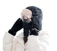 Ensemble de gants d'hiver avec bonnet et écharpe - Kit de bonnets de cyclisme chauds pour l'extérieur avec protection | Kit de protection chaud, noir, Consulte la descripción