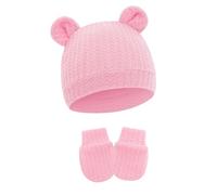 Ensemble De Gants Et Chapeau Pour Nouveau-nés Couleur Unie Tissu En Coton Doux Et Respirant Pour Bébé De 0 À 6 Mois Mitaines Unisexes Design Unisexe
